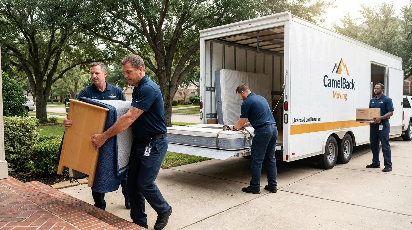 Crew loading residential truck for cross-state move from Prairie Village, KS