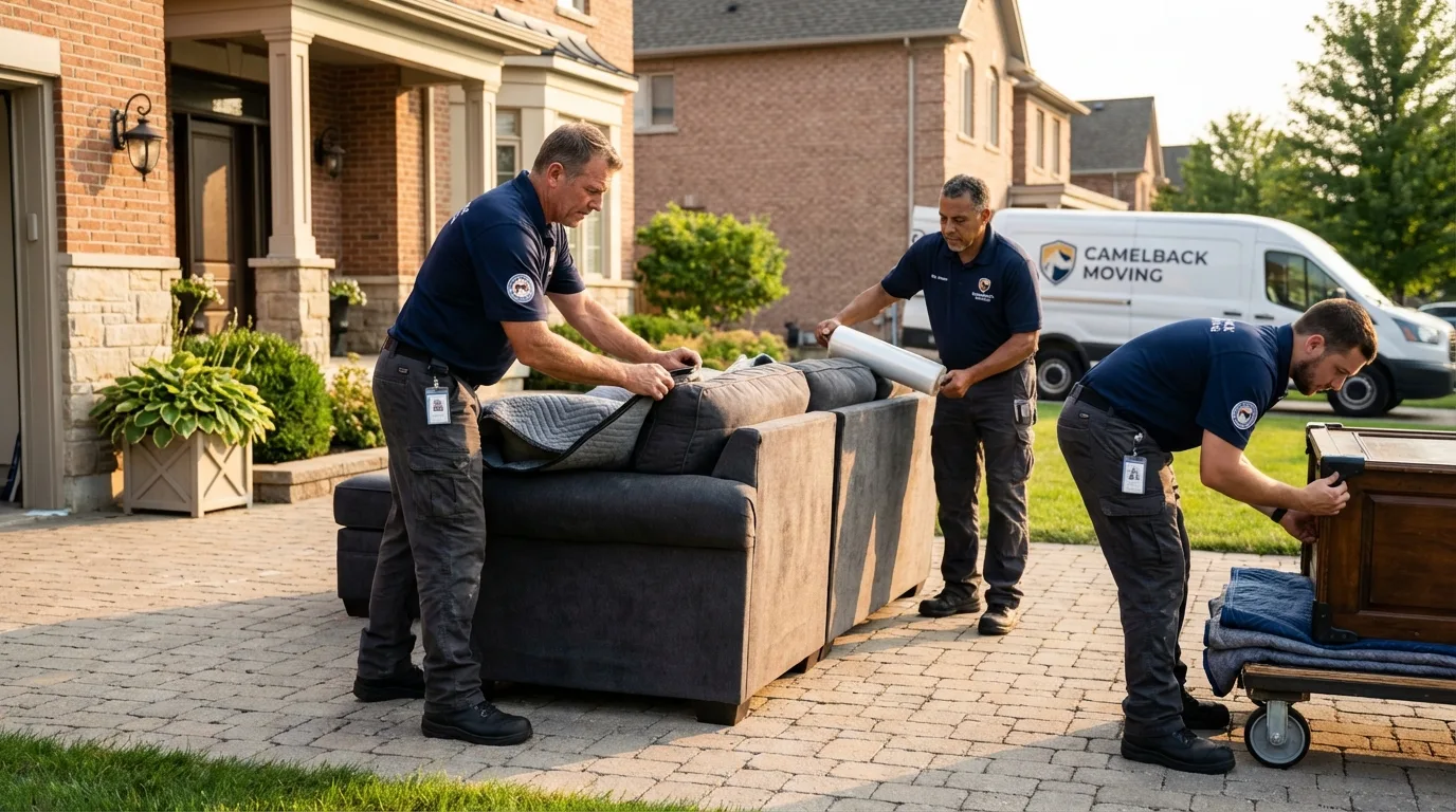 Large estate moving crew wrapping furniture in Prairie Village, KS