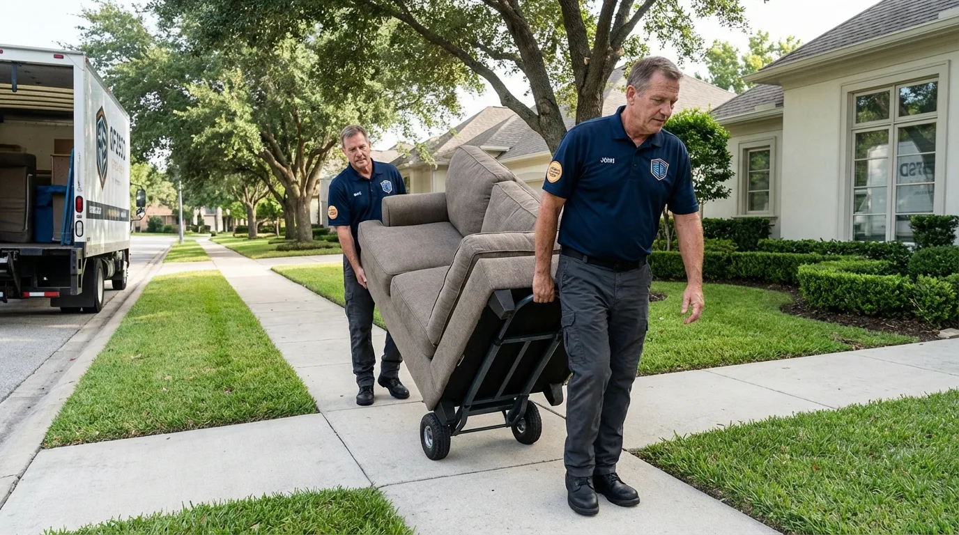 Local residential moving crew loading furniture in Prairie Village, KS